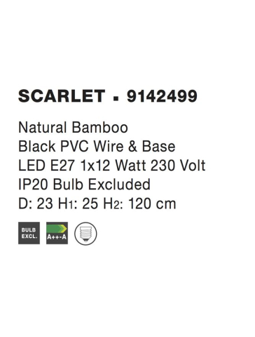 SCARLET suspensie SP1 - 9142499 - Natural Bamboo Black PVC Wire & Base [3]