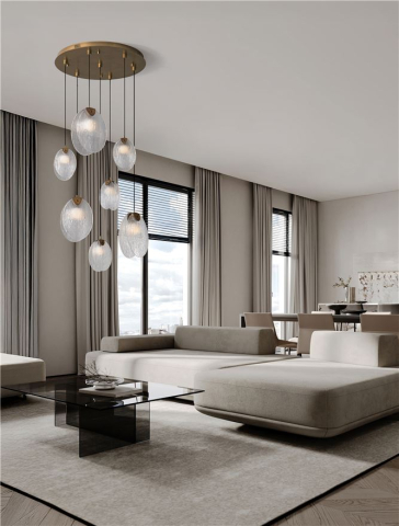 Lustre simple - Shelina SP7 - Antique Brass Steel & Glass - Suspensie moderna