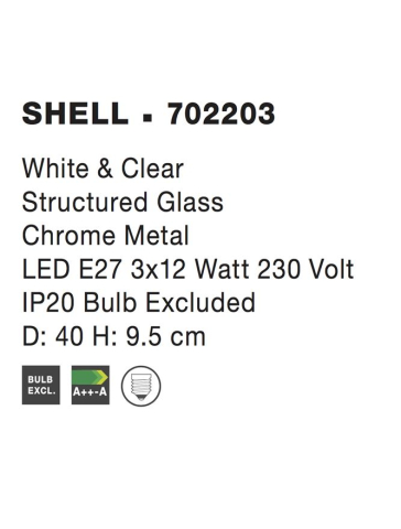 SHELL plafoniera - 702203 - White & Clear Structured Glass Chrome Metal [3]