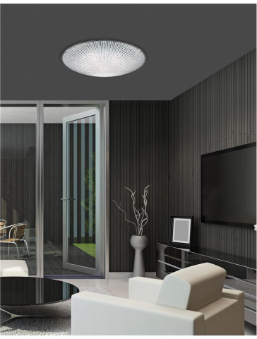 SHELL plafoniera - 702203 - White & Clear Structured Glass Chrome Metal