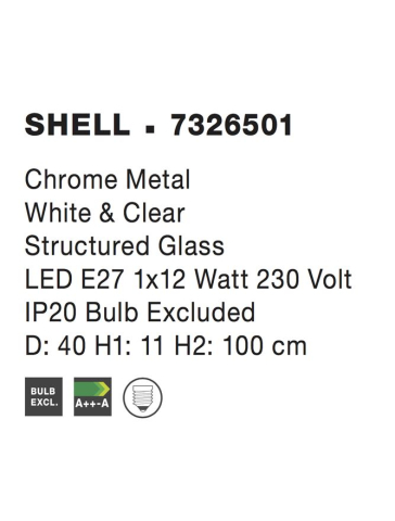 SHELL suspensie SP1 - 7326501 - Chrome Metal White & Clear Structured Glass [3]
