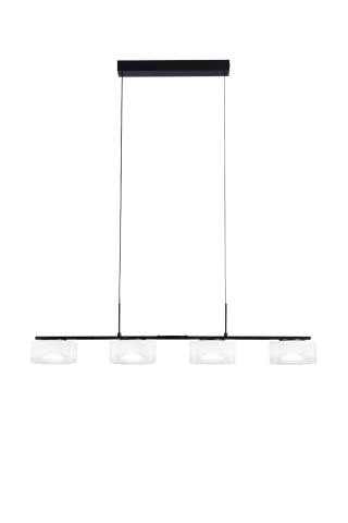 Suspensii - SOSPENSIONE LED EMILY BIANCA QUATTRO PENDENTI IN VETRO+METALLO 30W CCT 2700/3200/4000K 92X12X150CM