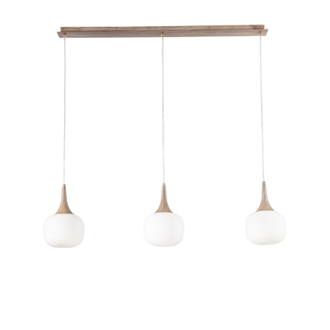 Suspensii - SOSPENSIONE BIANCA/LEGNO 3XE14 97X150CM
