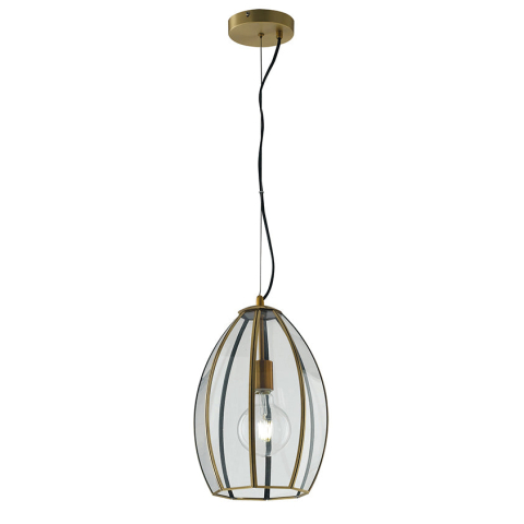 Suspensii - SOSPENSIONE CHESTER RASPARENTE/OTTONE 1XE27 23X23X130CM