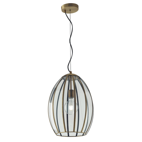 Suspensii - SOSPENSIONE CHESTER RASPARENTE/OTTONE 1XE27 30X30X137CM