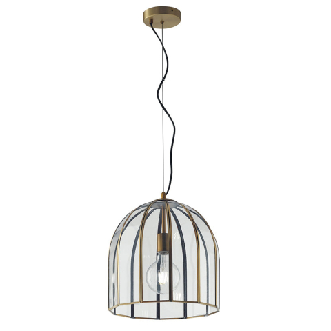 Suspensii - SOSPENSIONE CHESTER TRASPARENTE/OTTONE 1XE27 30X30X127CM