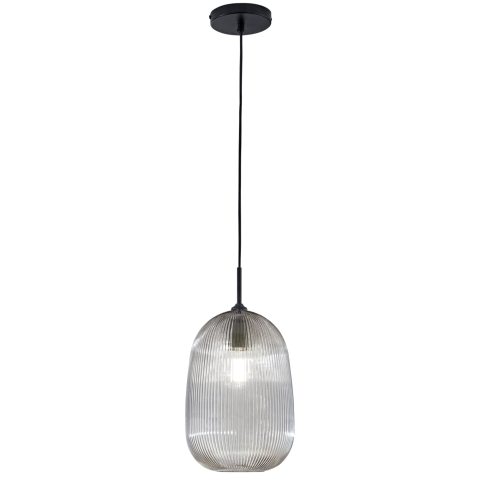 Suspensii - SOSPENSIONE DUKE GRIGIA IN VETRO 1XE27 D21X200CM