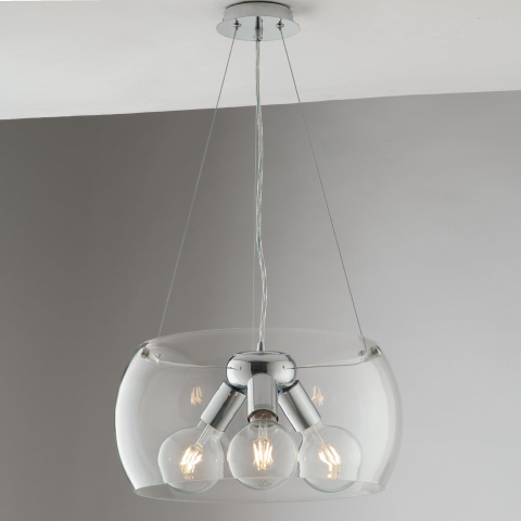 Suspensii - SOSPENSIONE EQUATORE TRASPARENTE 3XE27 40X40X120CM