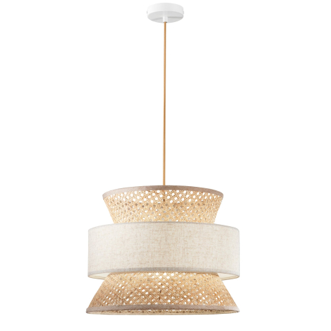 Suspensii - SOSPENSIONE GAZEBO BEIGE RATTAN NATURALE+BEIGE 1XE27 D26X200CM