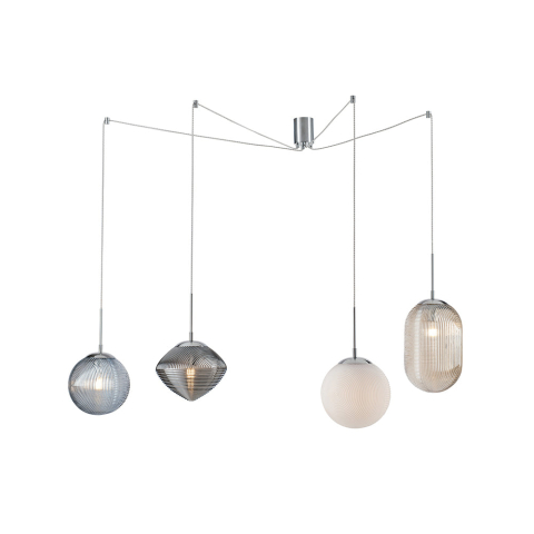Suspensii - SOSPENSIONE GREENWICH FORME GEOMETRICHE MULTICOLOR 4XE27 250CM