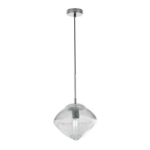 Suspensii - SOSPENSIONE GREENWICH PRISMA CROMO/ACQUAMARINA 1XE27 26,3X162,7CM