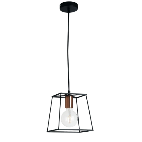 Suspensii - SOSPENSIONE HARLEM NERA/RAME 1XE27 22X22X120CM