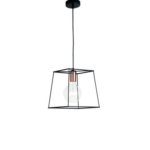Suspensii - SOSPENSIONE HARLEM NERA/RAME 1XE27 25 25X125CM