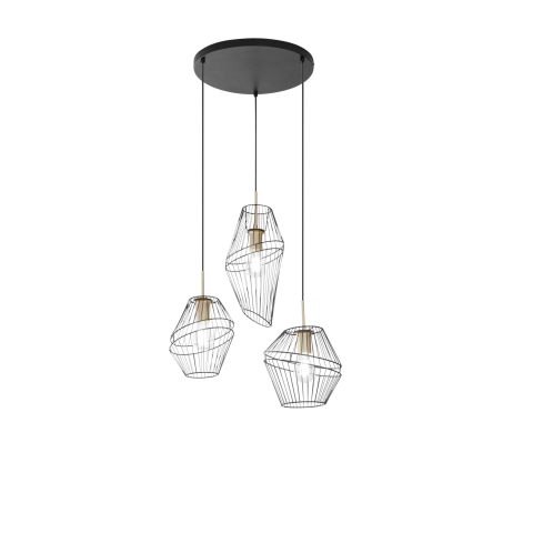 Suspensii - SOSPENSIONE KIKO NERA/ORO 3XE27 42X40X150CM