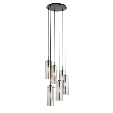 Suspensii - SOSPENSIONE MAGIC NERA/FUME' 6XE27 35X35X150CM