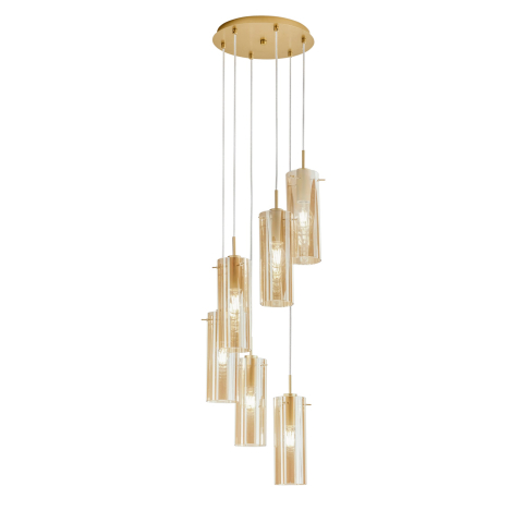 Suspensii - SOSPENSIONE MAGIC ORO/AMBRA 6XE27 35X35X150CM