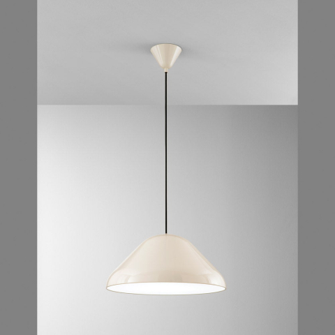 Suspensii - SOSPENSIONE NAMEKO 1XE27 COLORE BEIGE LUCIDO INTERNO BIANCO D.43CM