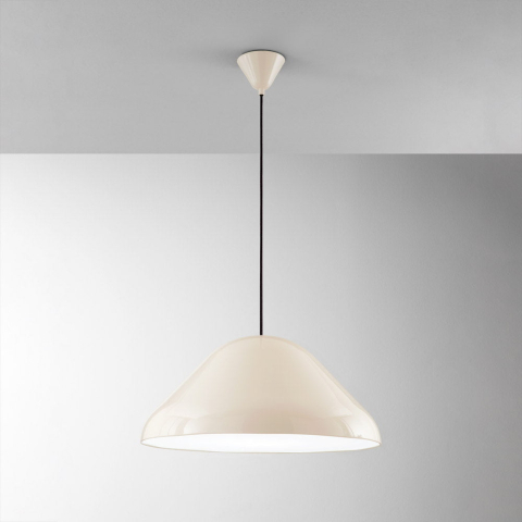 Suspensii - SOSPENSIONE NAMEKO 1XE27 COLORE BEIGE LUCIDO INTERNO BIANCO D.56CM