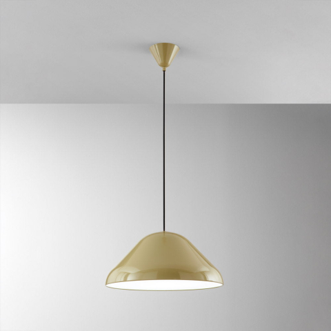 Suspensii - SOSPENSIONE NAMEKO 1XE27 COLORE KHAKI LUCIDO INTERNO BIANCO D.43CM