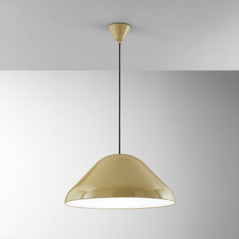 Suspensii - SOSPENSIONE NAMEKO 1XE27 COLORE KHAKI LUCIDO INTERNO BIANCO D.56CM