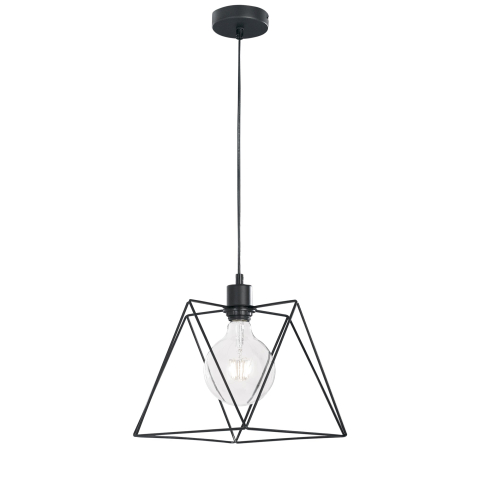 Suspensii - SOSPENSIONE SANTANA POLIGONALE NERA 1XE27 25X25X130CM