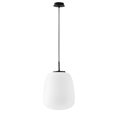 Suspensii - SOSPENSIONE TOLOMEO OVALE BIANCA OPALE 1XE27 32X32X120CM