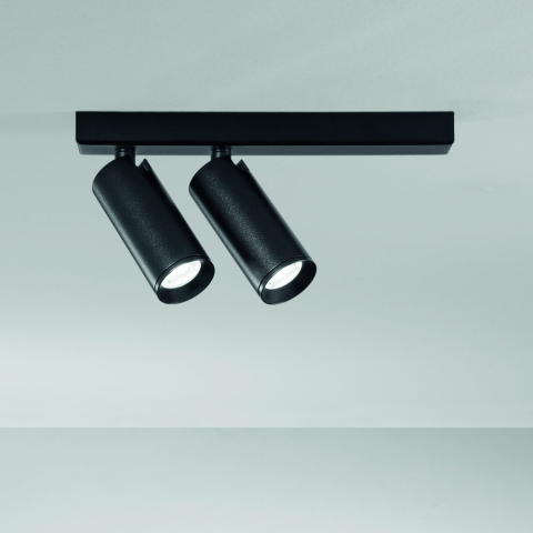 Spoturi - SPOT PLAUTO NERO IN ACCIAIO E ALLUMINIO 2XGU10 251x40x60MM