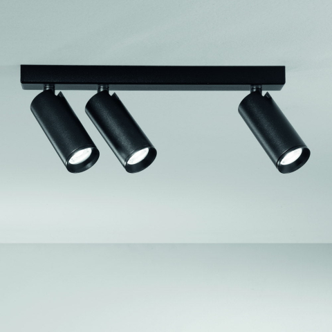 Spoturi - SPOT PLAUTO NERO IN ACCIAIO E ALLUMINIO 3XGU10 341x40x60MM