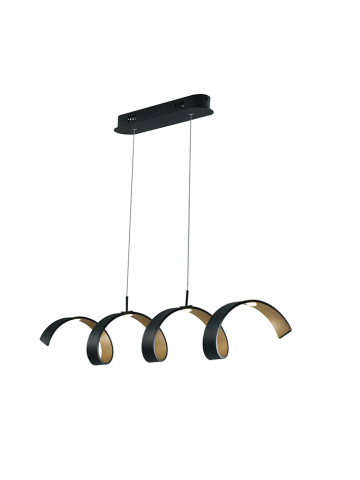 SUSPENSIE LED HELIX NEAGRĂ E AURIU 20W 1680LM 4000K 80X13,5X120CM
