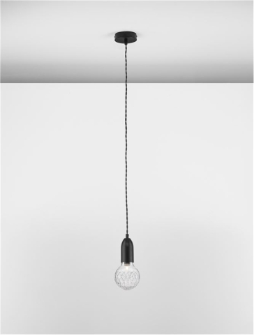 Lustre simple - VEDA suspensie SP1 - 9536417 - Black Metal & Clear Glass