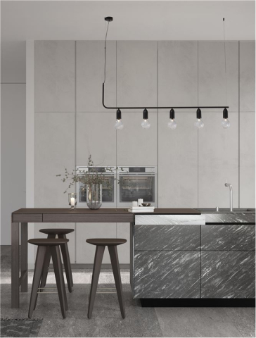 Lustre simple - VEDA suspensie SP5 - 9536419 - Black Metal & Clear Glass