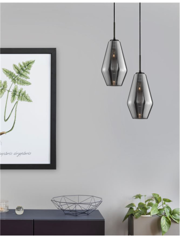 Lustre simple - VEIRO suspensie SP1 - 9724101 - Chrome Glass Black Metal Black Fabric Wire