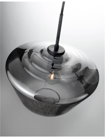 Lustre simple - VEIRO suspensie SP1 - 9724141 - Chrome Glass Black Metal Black Fabric Wire