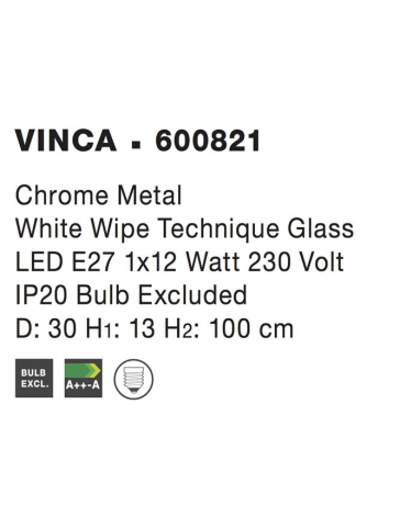VINCA suspensie SP1 - 600821- Chrome Metal White Wipe Technique Glass [3]