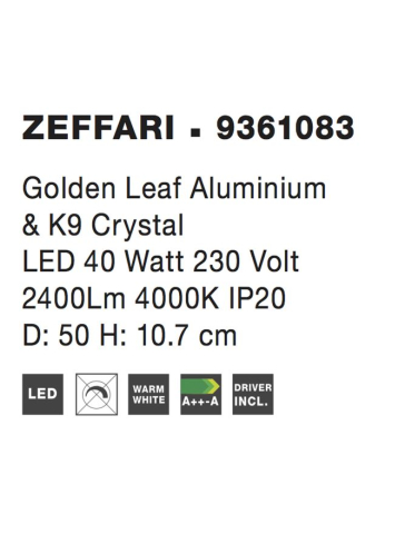 ZEFFARI plafoniera - 9361083 - Golden Leaf Aluminium & K9 Crystal [3]