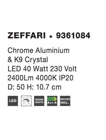 ZEFFARI plafoniera - 9361084 - Chrome Aluminium & K9 Crystal [2]
