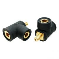 Clesti masa, portelectrod si Conectori - Conector dublu pentru cablu sudura cu 2 mufe Ø 13 mm si 1 conector Ø 13 mm