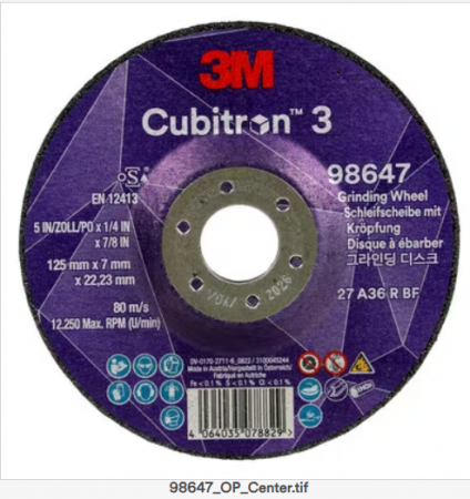 Echipamente si Abrazive profesionale - Disc de polizare 3M™ Cubitron™ 3 T27, 125x7 mm A36+