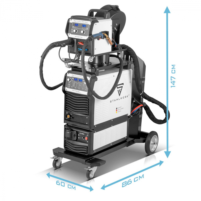 Aparat de sudura industrial MIG MAG 350 DP Invertor IGBT complet sinergic, racit cu apa, cu 350 A si functie spot, sistem de sudare MIG MAG cu impuls | puls dublu | puls de mare viteză [2]