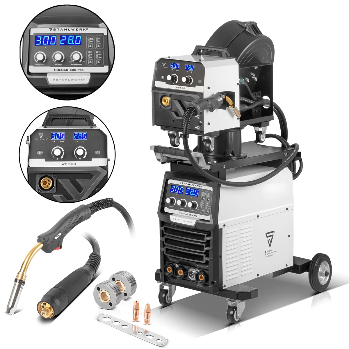 Aparat de sudura MIG MAG 300 Pro Invertor IGBT complet sinergic cu 300 A si functie de impuls Sistem de sudura combinat 3 in 1 MIG MAG | MMA | Lift-TIG [2]