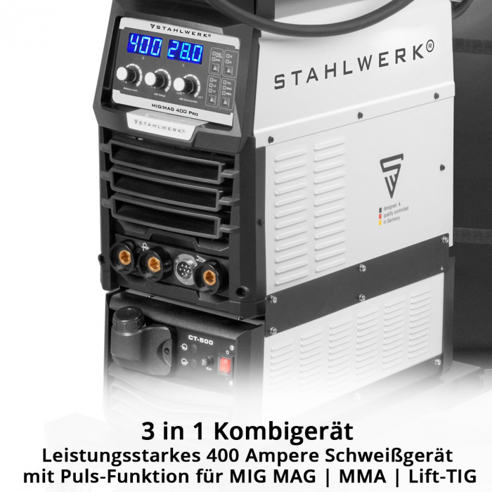Aparat de sudura MIG MAG 400 Pro Invertor IGBT complet sinergic, racit cu apa, cu 400 A si functie de impuls Sistem de sudura combinat 3-in-1 MIG MAG | MMA | Lift-TIG [4]