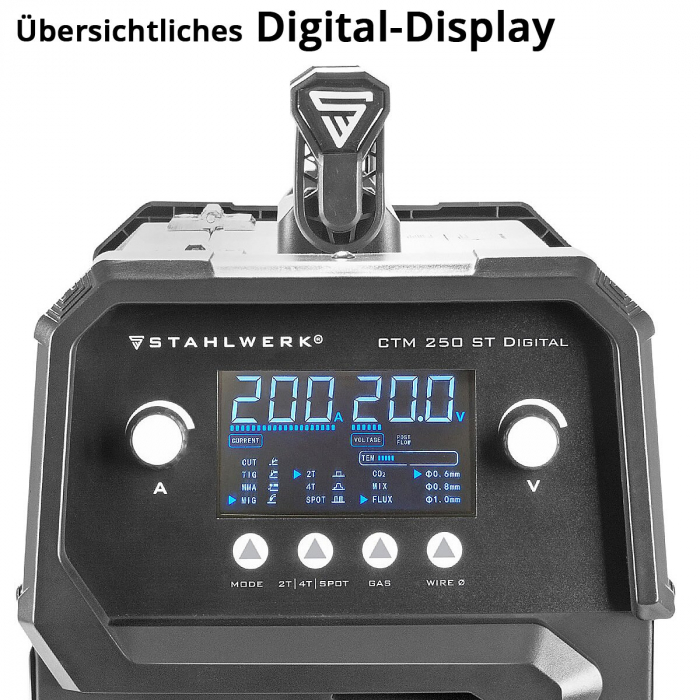 Aparat sudura multiproces Stahlwerk CTM 250 ST 200A TIG + MIG / MAG + MMA+PLASMA  Digital [11]