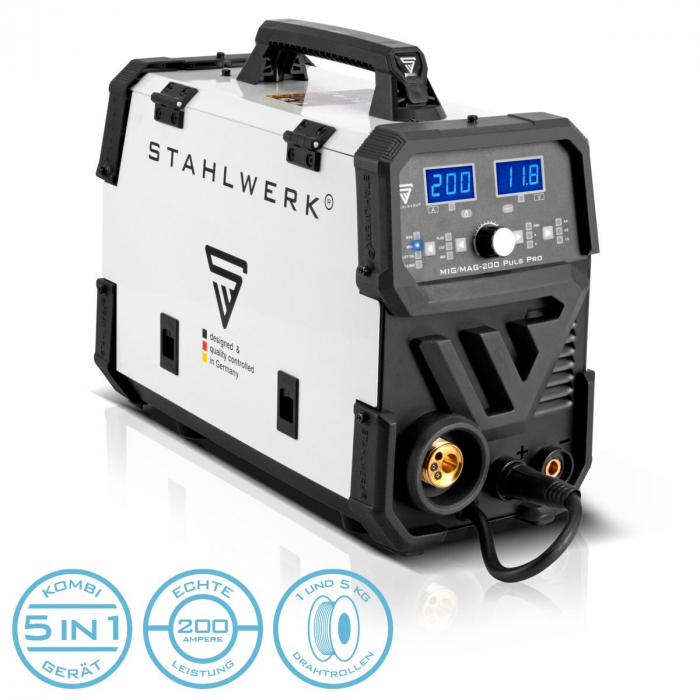 Aparat sudura profesional cu 4 role av. STAHLWERK MIG/MAG 200 Puls Pro Full Syergic multifunctional 5 in 1, cu pistolet pentru aluminiu si consumabile [6]