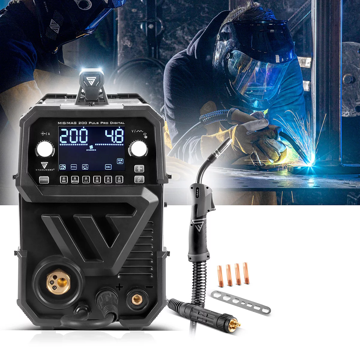 Aparat sudura profesional cu 4 role av. STAHLWERK MIG/MAG 200 Puls Pro Syergic Digital [4]