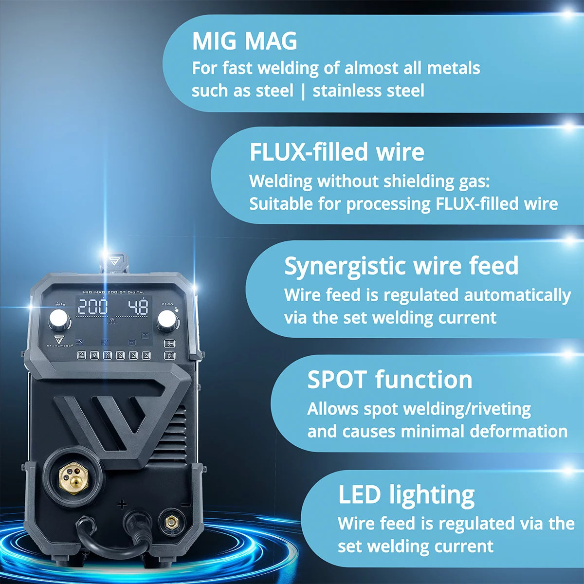 Aparat sudura profesional pentru sudura MIG 200 Digital Stahlwerk complet [10]