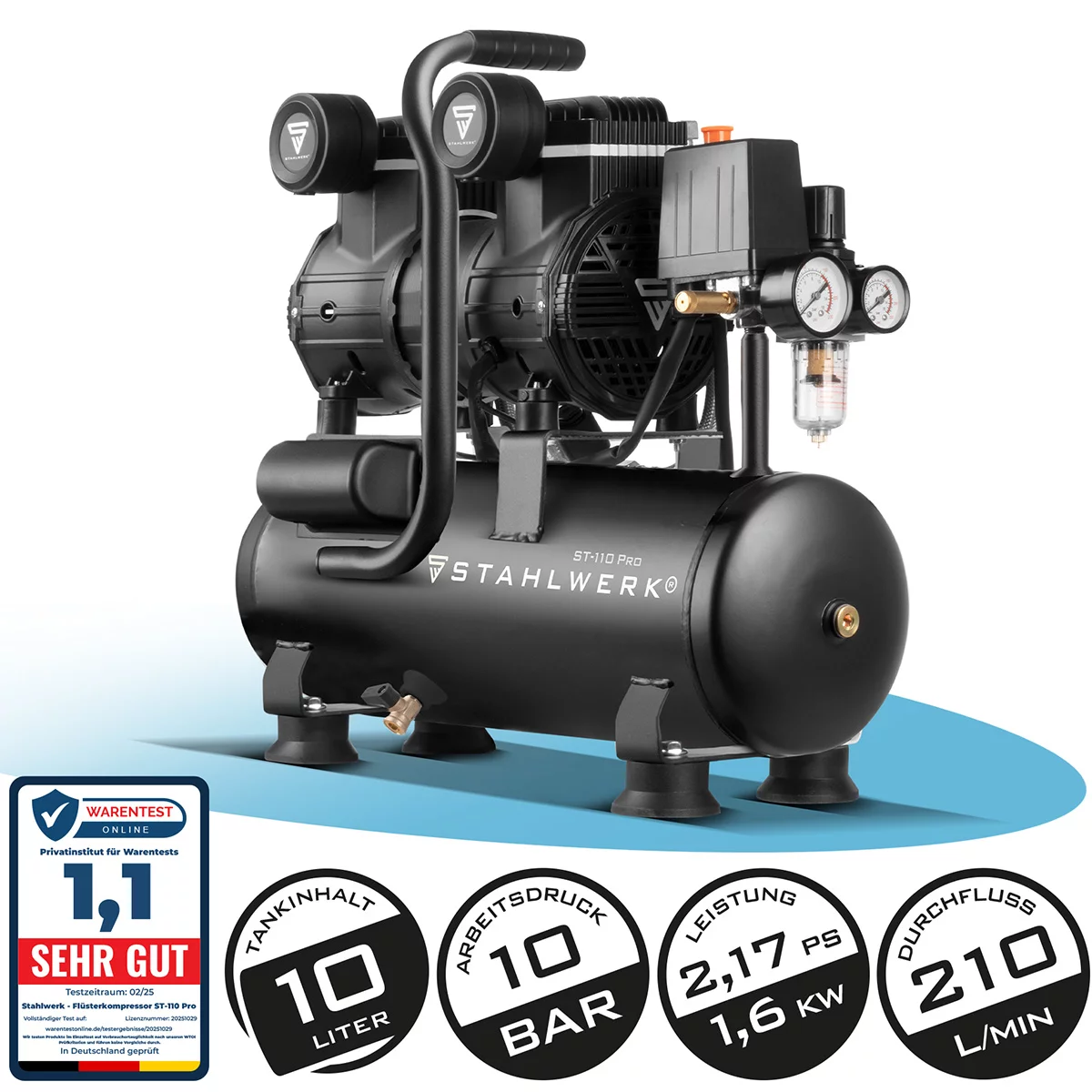 Compresor de aer comprimat STAHLWERK ST 110 Pro presiune ieșire 10 bar, 1,89 PS [1]