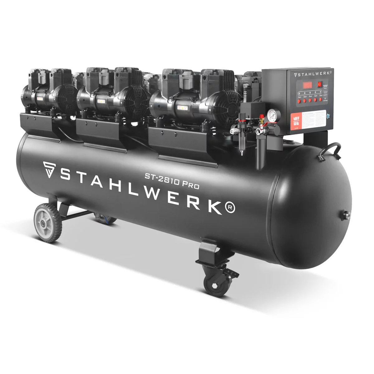 Compresor STAHLWERK ST-2810 Pro cu 10 bar | 11,83 CP | 8,70 kW | 1500 l/min | compresor de aer fără ulei cu rezervor de 280 L | compresor cu piston | compresor silențios | compresor silențios cu motoa [2]
