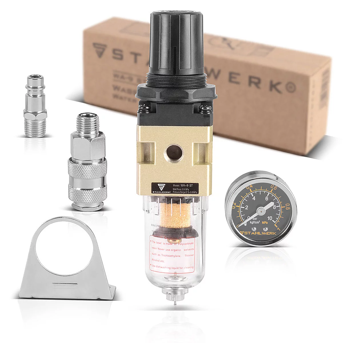 Filtru de aer WA-9 ST de până la 9 bar Unitate de întreținere a aerului comprimat cu cuplare cu eliberare rapidă de 1/4" și funcție de reducere a presiunii pentru compresoare de aer [2]