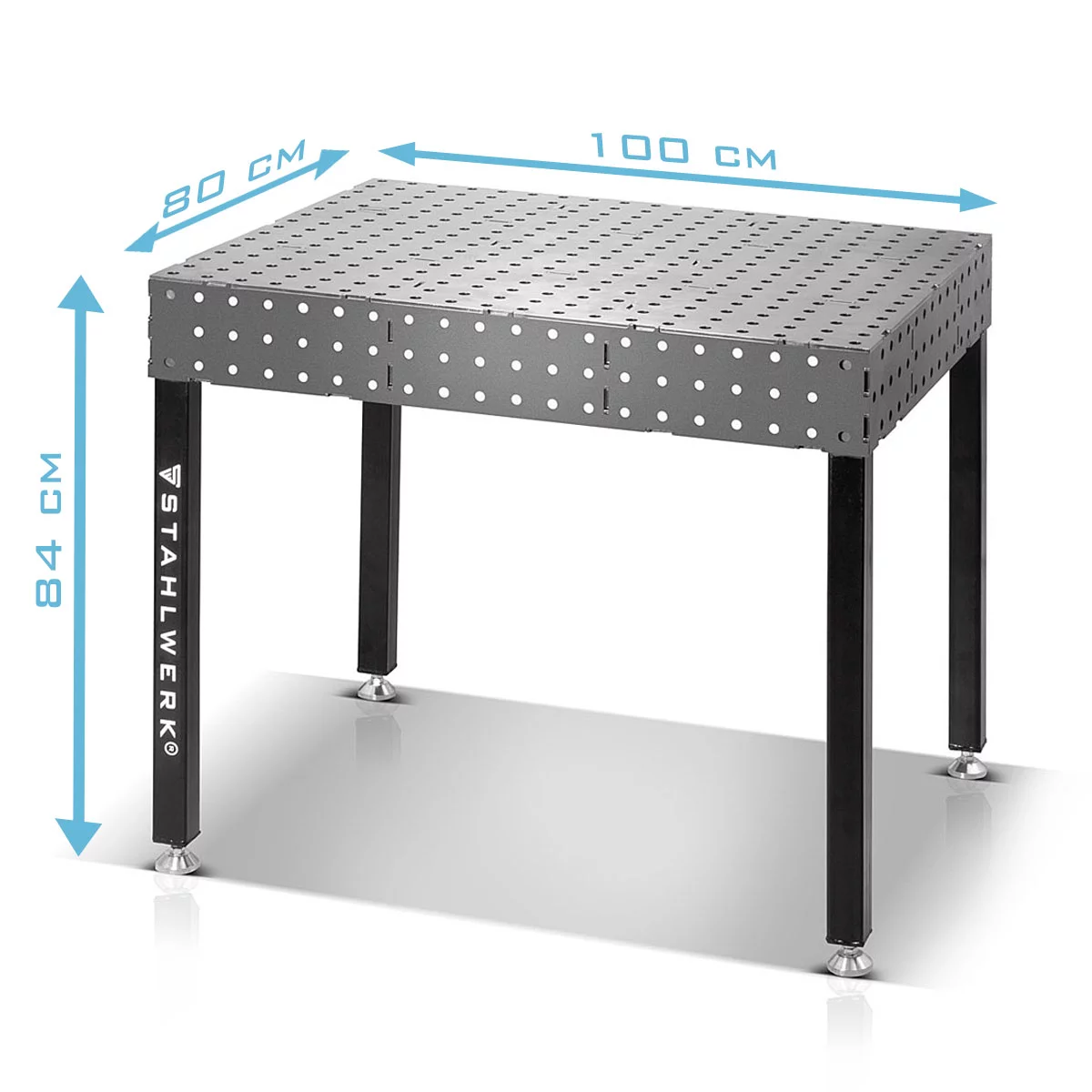 Masă de sudură 3D STAHLWERK WT-100 3D ST cu capacitate de încărcare de 1.000 kg, sistem de găuri D16 și blat de lucru de 6 mm 100 x 80 cm, kit DIY pentru masă de asamblare auto-sudură din oțel carbon [3]