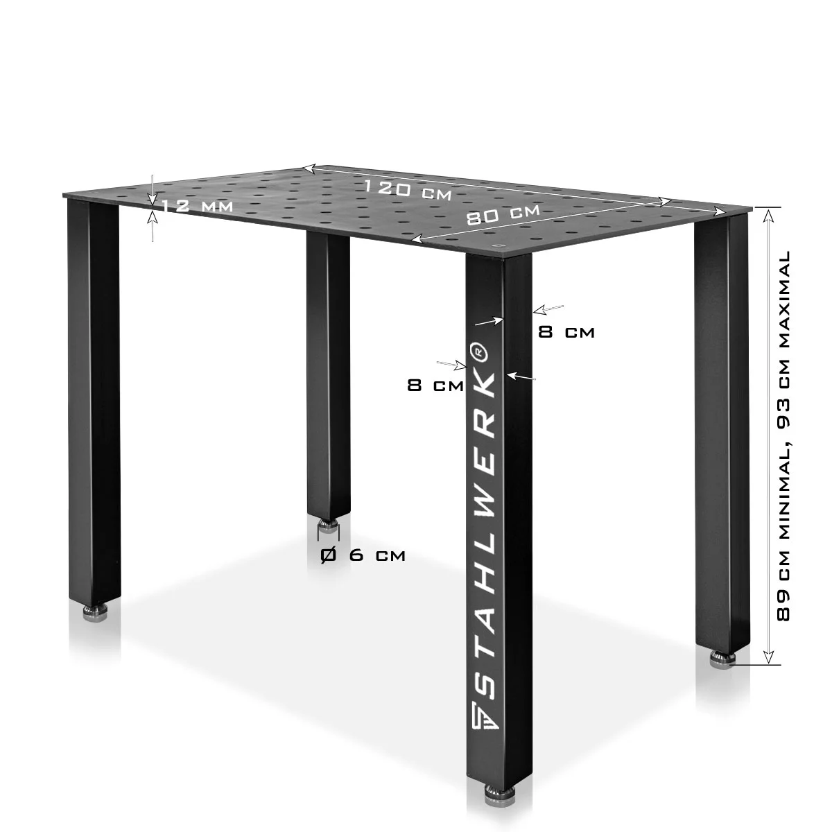 Masa de sudura cu blat de lucru solid de 12 mm, capacitate de încărcare până la 1,5 t, Stahlwerk [2]